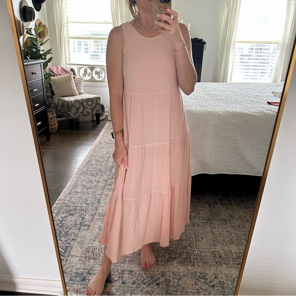 A New Day Pink Sleeveless Maxi Ruffle Dress